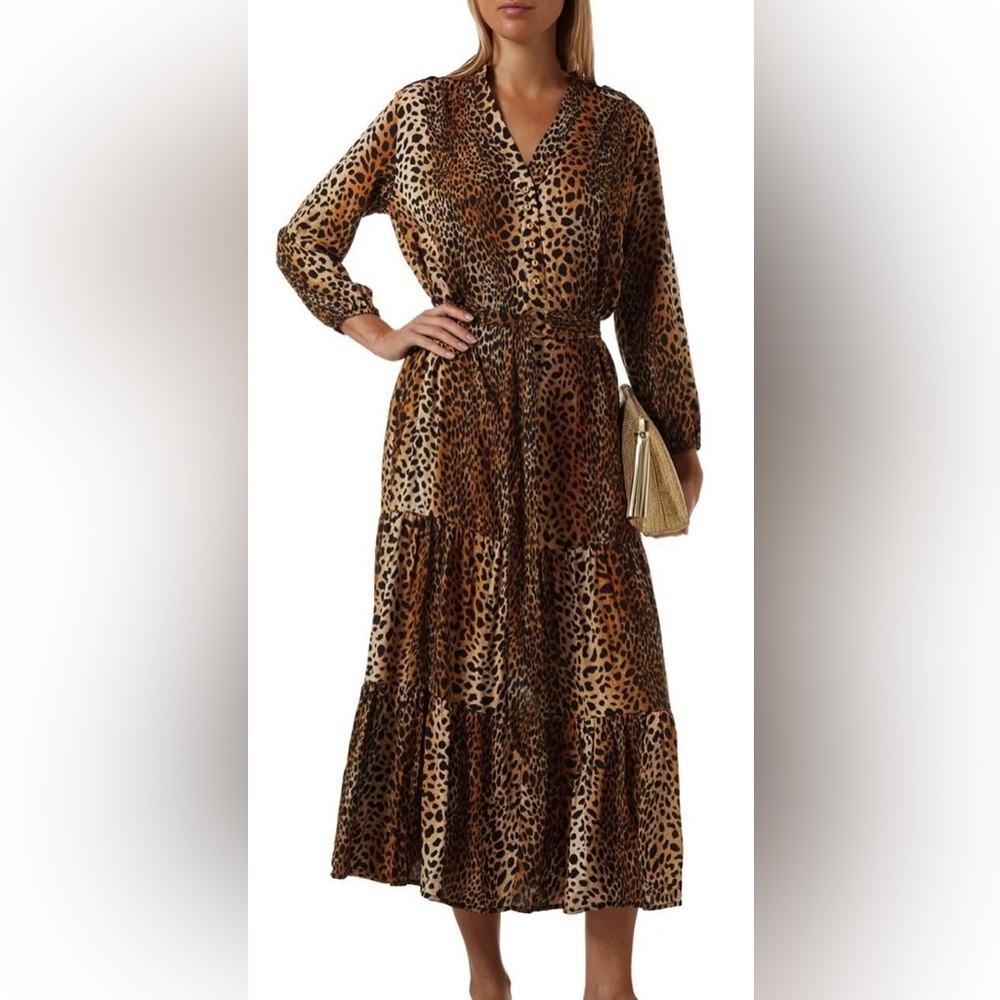 Melissa Odabash Sonja Cheetah Print Maxi Dress Size Small